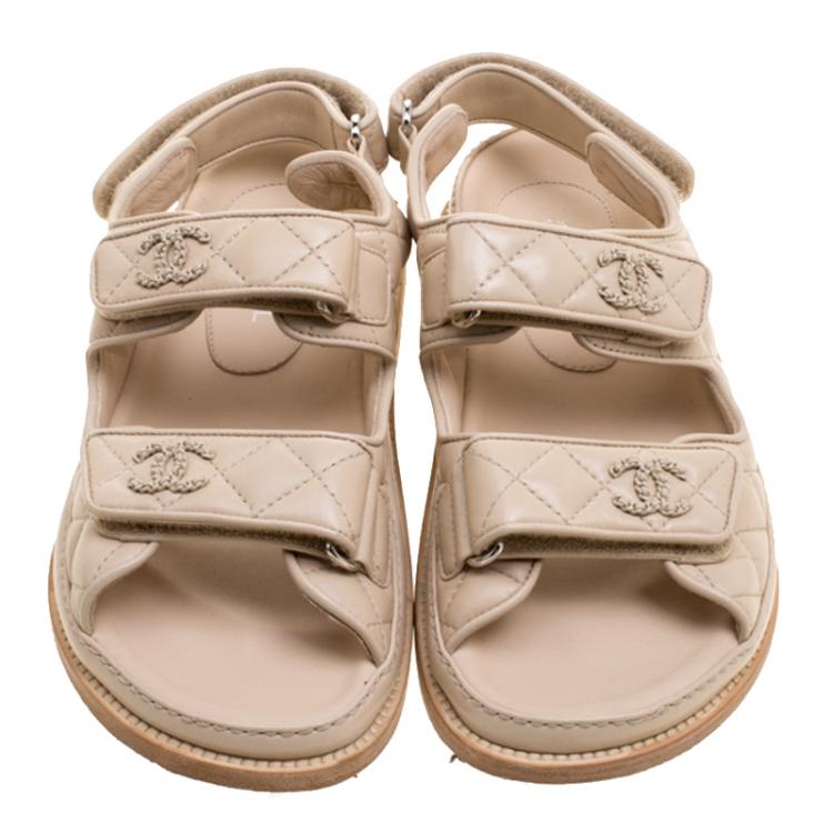 tan chanel flats