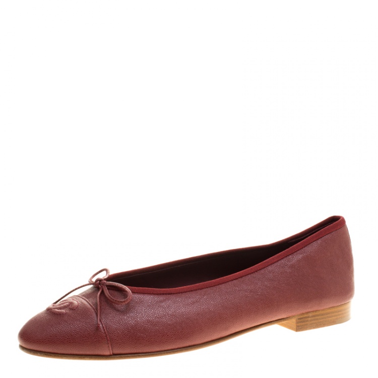 chanel burgundy flats