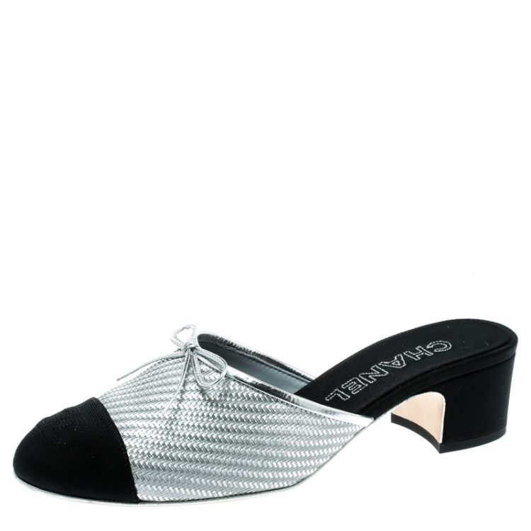 chanel black mules
