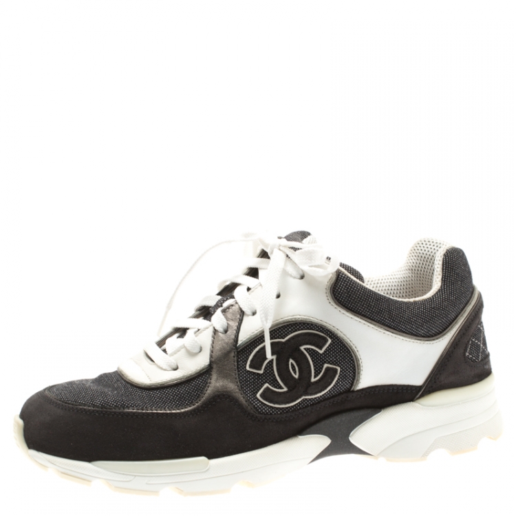 Chanel Grey/White Fabric and Suede CC Lace Up Sneakers Size 37 Chanel | The  Luxury Closet