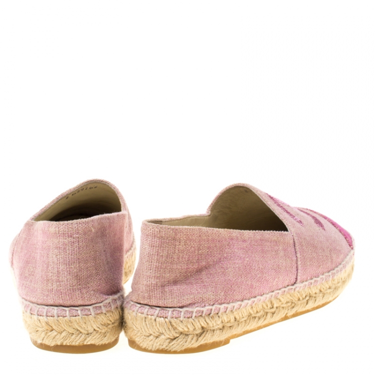 Pre Owned Chanel Pink Canvas Sequins CC Espadrilles Size 38