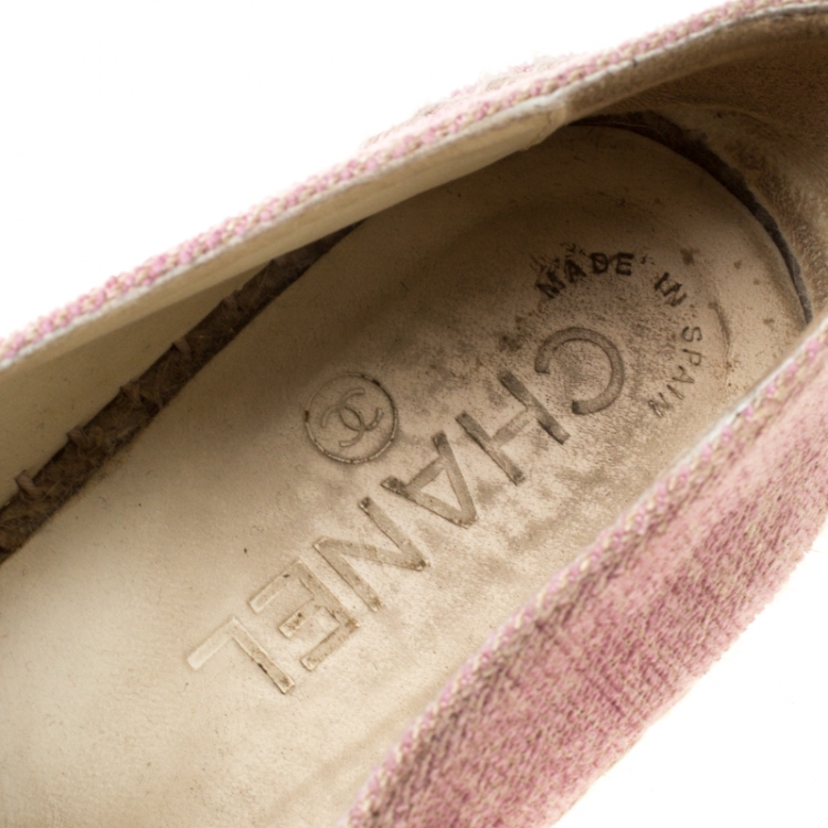 Pre Owned Chanel Pink Canvas Sequins CC Espadrilles Size 38