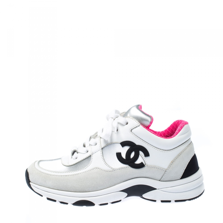 white leather chanel sneakers