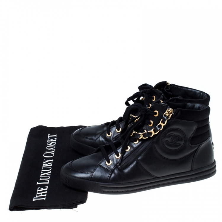 chanel high top sneakers black