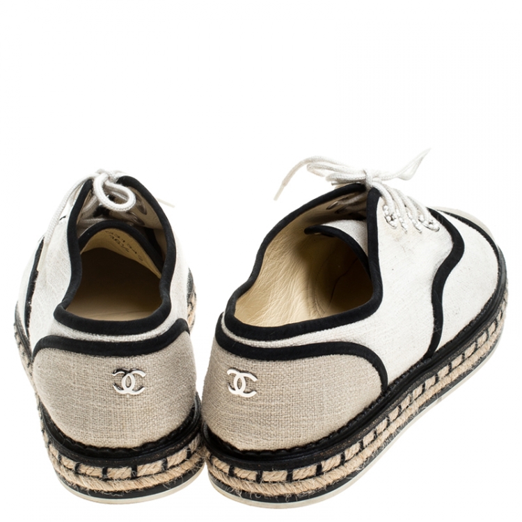 Pre Owned Chanel Beige Canvas 16C Espadrille Sneakers Size 36.5
