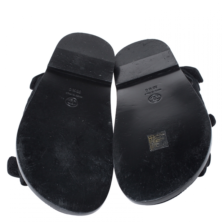 black quilted velcro sandals