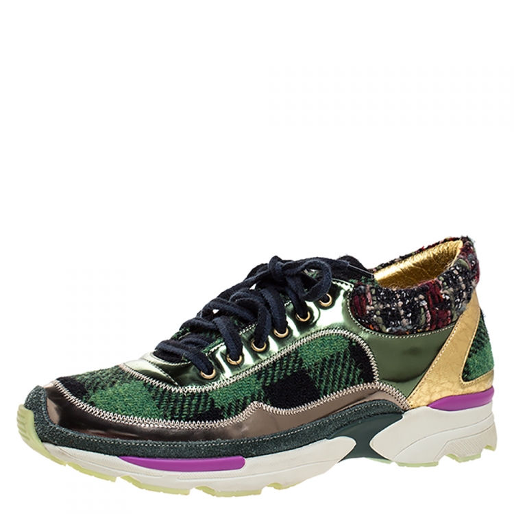 Chanel Multicolor Tweed Fabric And Leather CC Low Top Sneakers Size 39  Chanel | The Luxury Closet