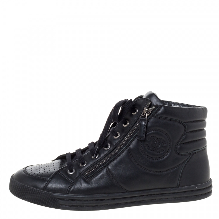 Chanel Black Leather CC High Top 
