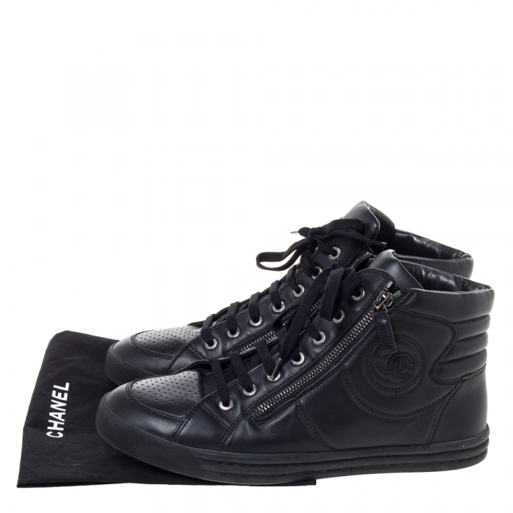chanel black leather sneakers