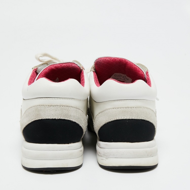 Pre Owned Chanel Multicolor Suede And Leather CC Low Top Sneakers Size 39