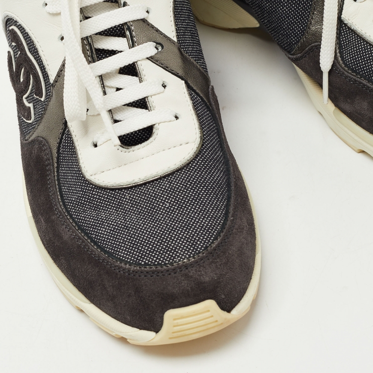 Pre Owned Chanel Black/Grey Suede and Leather CC Sneakers Size39