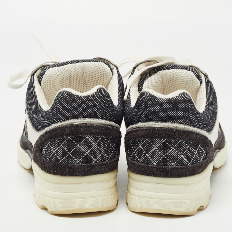 Pre Owned Chanel Black/Grey Suede and Leather CC Sneakers Size39