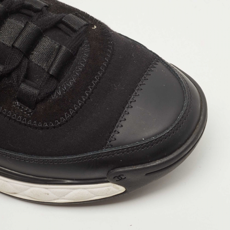 Pre Owned Chanel Black Fabric and Leather CC Low Top Sneakers Size 38