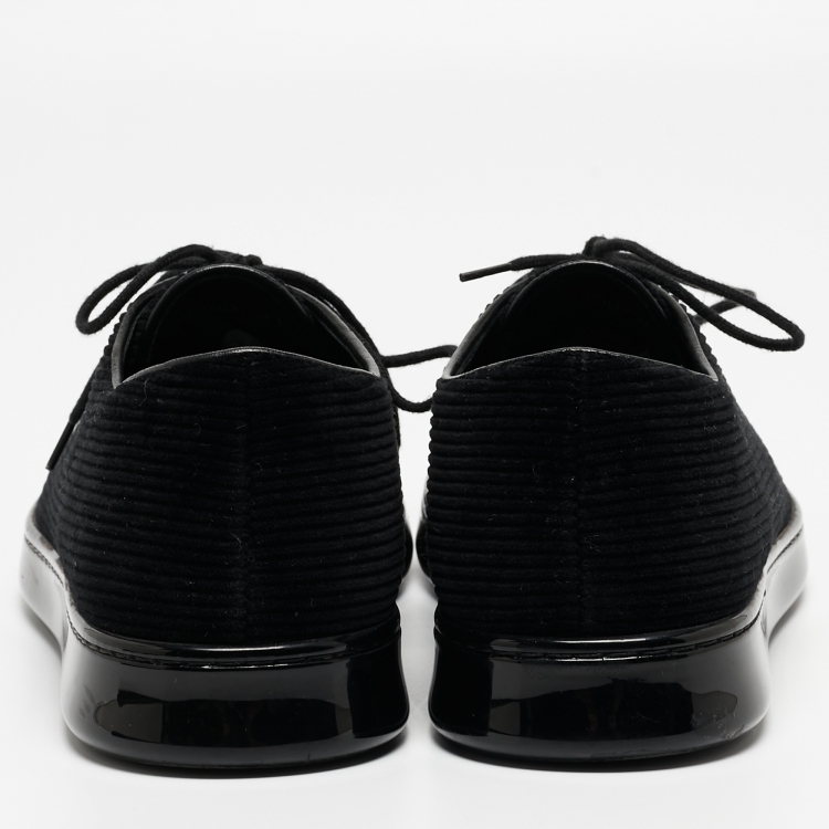 Pre Owned Chanel Black Velvet and Leather CC Low Top Sneakers Size 41