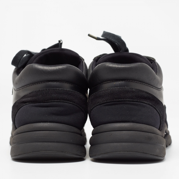 Pre Owned Chanel Black Suede, Nylon and Leather CC Low Top Sneakers Size 38