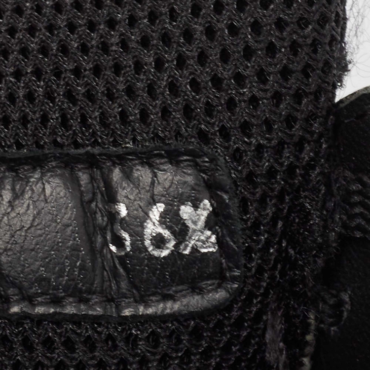 Pre Owned Chanel Black Tweed and Leather CC Low Top Sneakers Size 36.5
