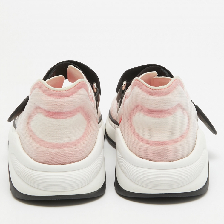 Pre Owned Chanel Pink/White Mesh CC Low Top Sneakers Size 38
