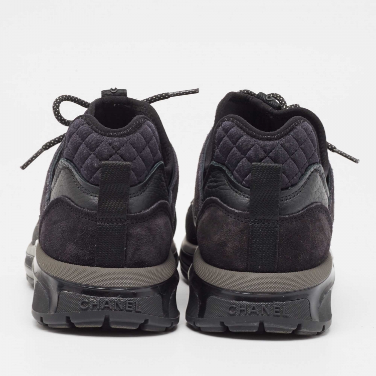 Pre Owned Chanel Black Nubuck and Mesh CC Interlocking CC Logo Sneakers Size 39