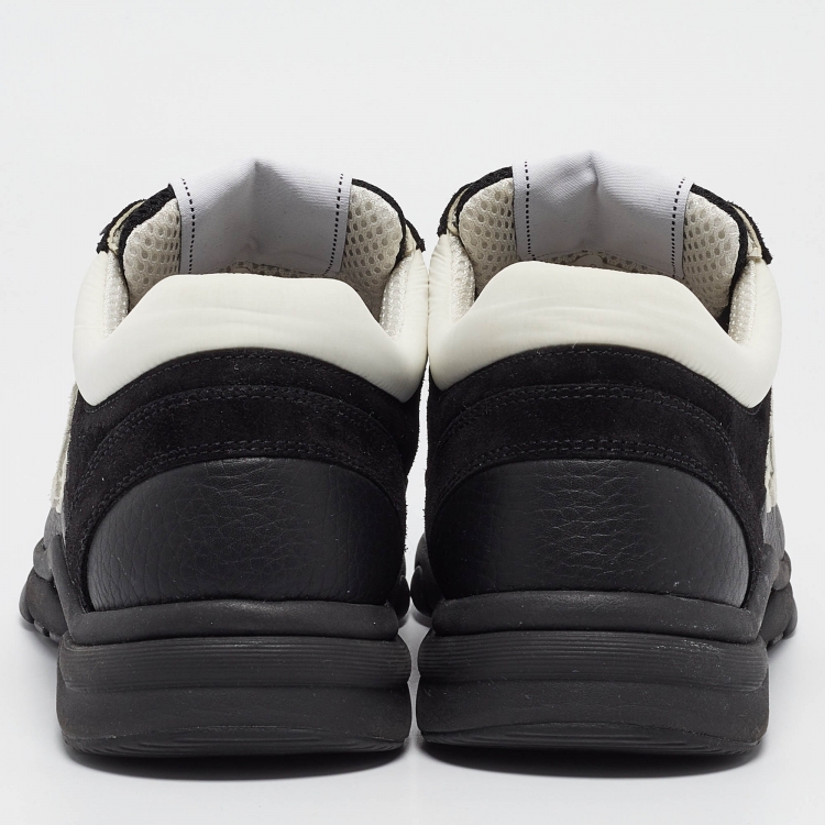 Pre Owned Chanel Black Leather and Mesh CC Low Top Sneakers Size 40