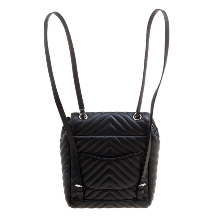 Pre Owned Chanel Black Chevron Quilted Leather Small Urban Spirit Backpack