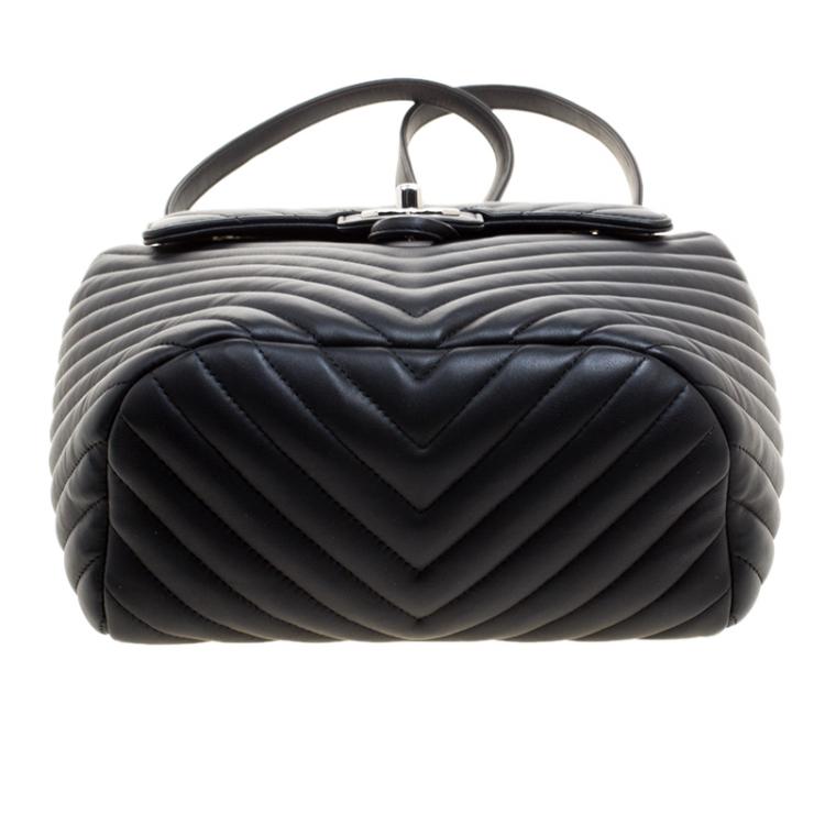 Pre Owned Chanel Black Chevron Quilted Leather Small Urban Spirit Backpack