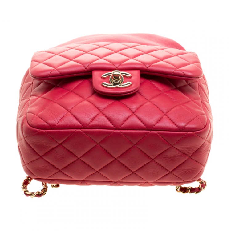 Pre Owned Chanel Red Quilted Leather Small Seoul Backpack