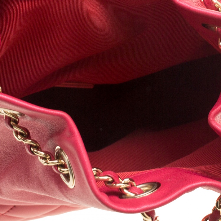 Pre Owned Chanel Red Quilted Leather Small Seoul Backpack