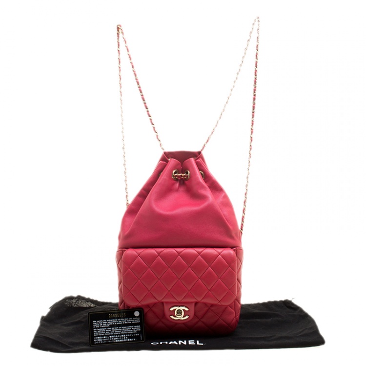 Pre Owned Chanel Red Quilted Leather Small Seoul Backpack