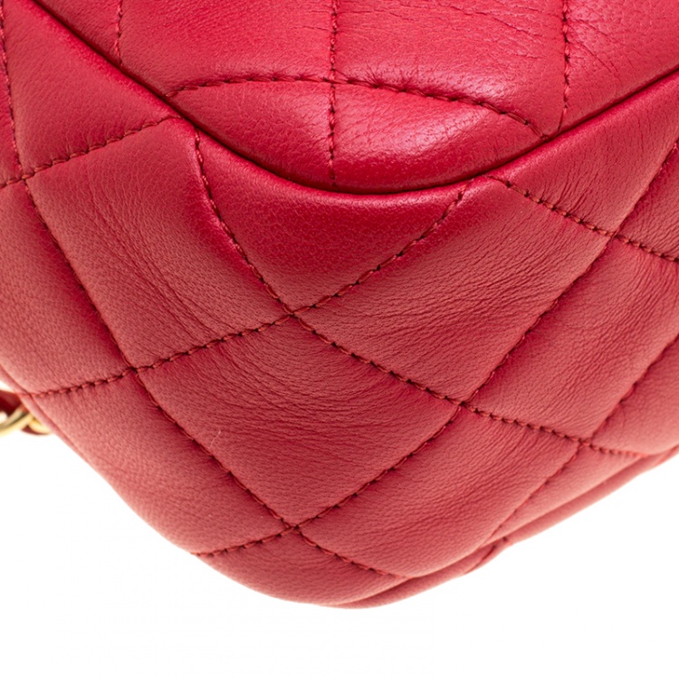 Pre Owned Chanel Red Quilted Leather Small Seoul Backpack