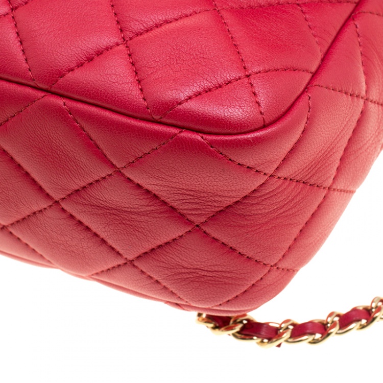 Pre Owned Chanel Red Quilted Leather Small Seoul Backpack