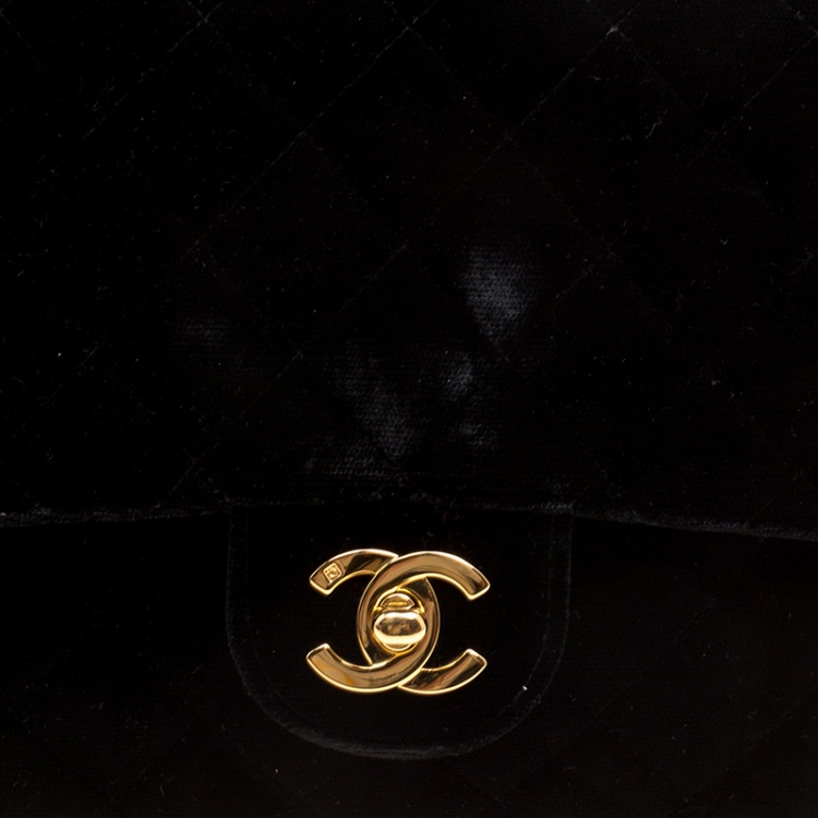 Pre Owned Chanel Black Velvet Vintage Backpack