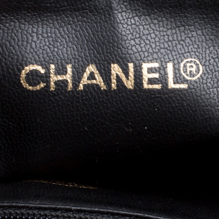 Pre Owned Chanel Black Caviar Leather Vintage CC Drawstring Backpack