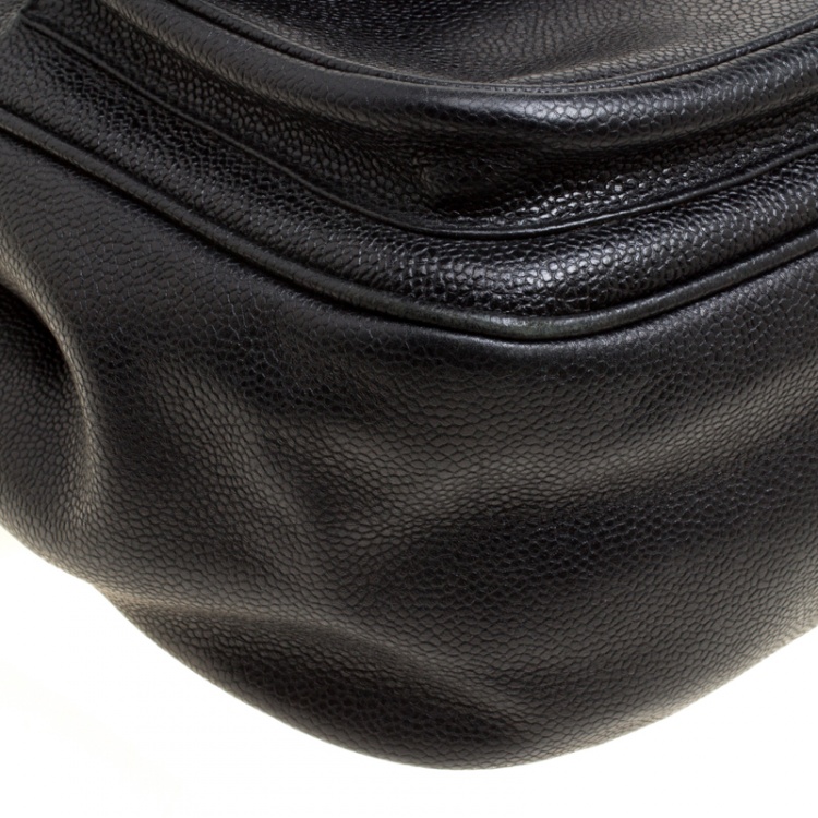 Pre Owned Chanel Black Caviar Leather Vintage CC Drawstring Backpack