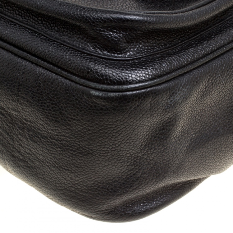 Pre Owned Chanel Black Caviar Leather Vintage CC Drawstring Backpack