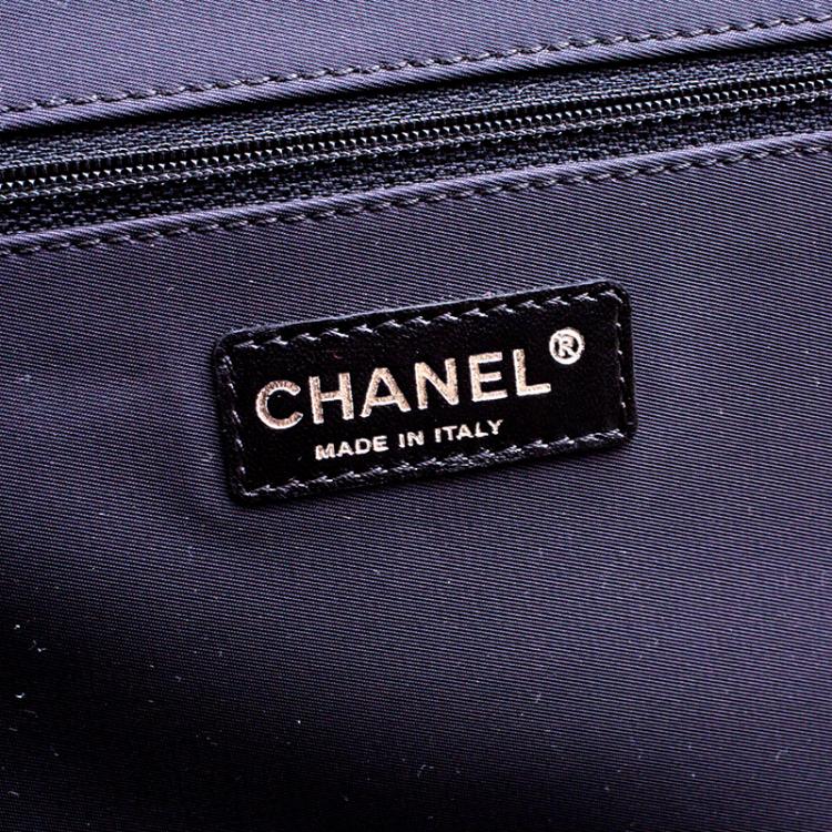 Pre Owned Chanel Black Quilted Glossy Coated Canvas Carry On Luggage
