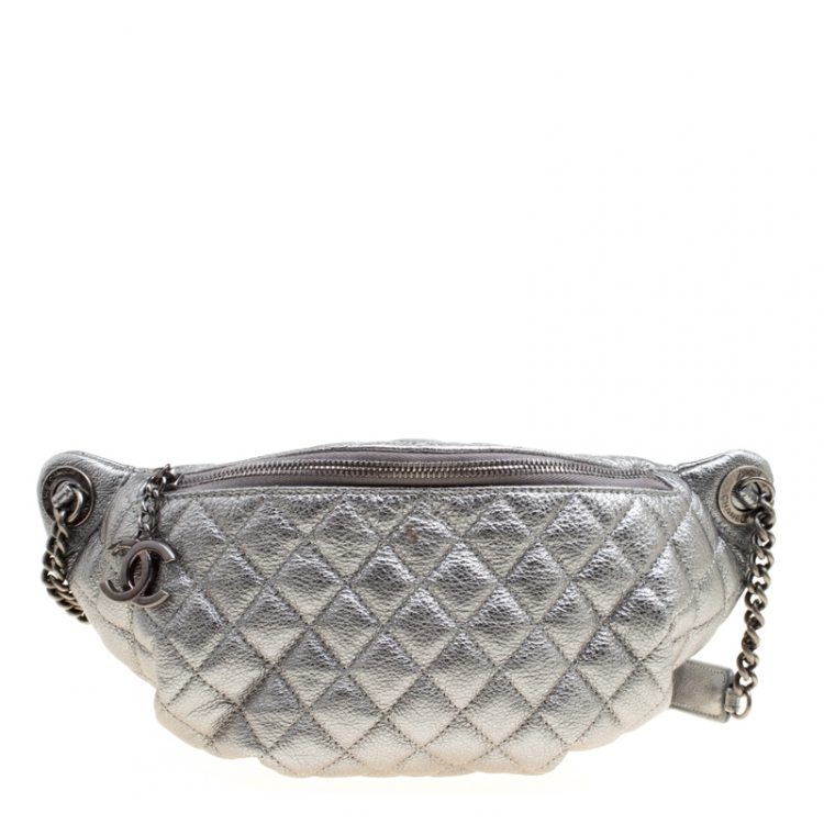 Chanel Metallic Grey Leather Fanny Pack Waist Bag Chanel | The Luxury Closet
