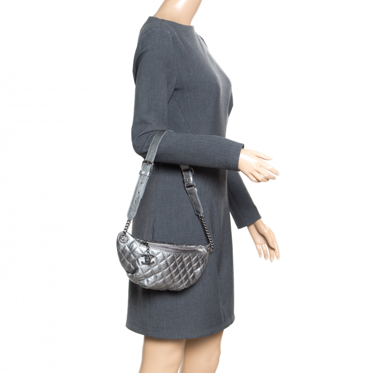 Chanel Metallic Grey Leather Fanny Pack Waist Bag Chanel | TLC