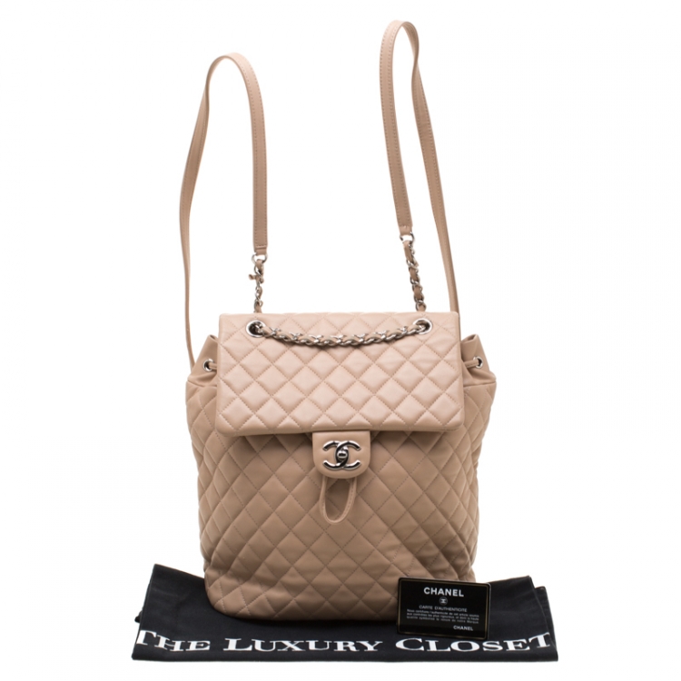 Pre Owned Chanel Beige Quilted Leather Urban Spirit Backpack
