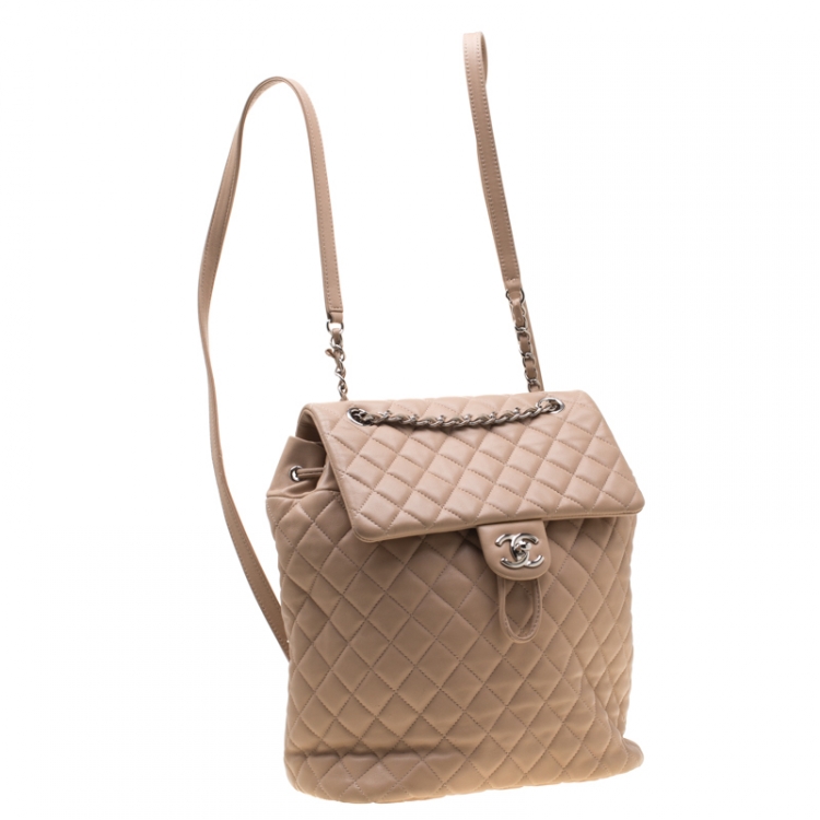 Pre Owned Chanel Beige Quilted Leather Urban Spirit Backpack