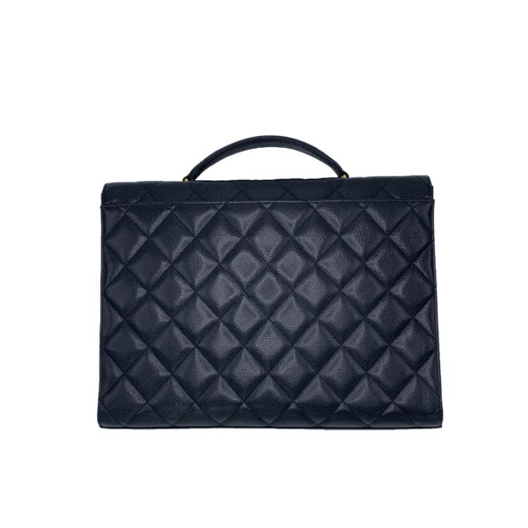 Pre Owned Chanel Black Quilted Leather Vintage Briefcase