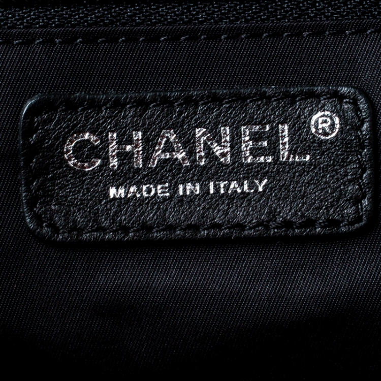 Pre Owned Chanel Black Quilted Nylon and Calfhair Oversized Weekender Bag