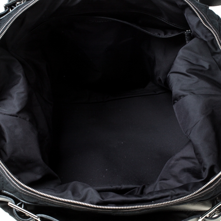 Pre Owned Chanel Black Quilted Nylon and Calfhair Oversized Weekender Bag