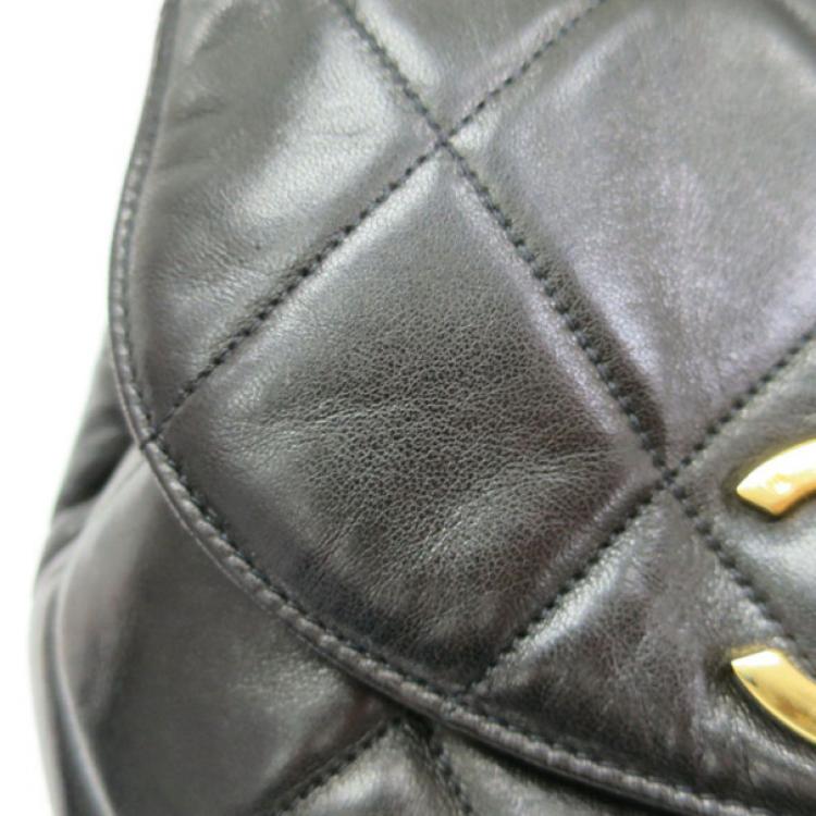 Pre Owned Chanel Black Quilted Lambskin Backpack