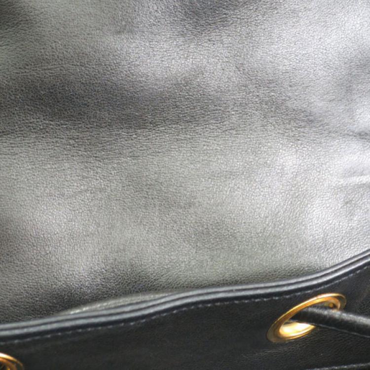Pre Owned Chanel Black Quilted Lambskin Backpack