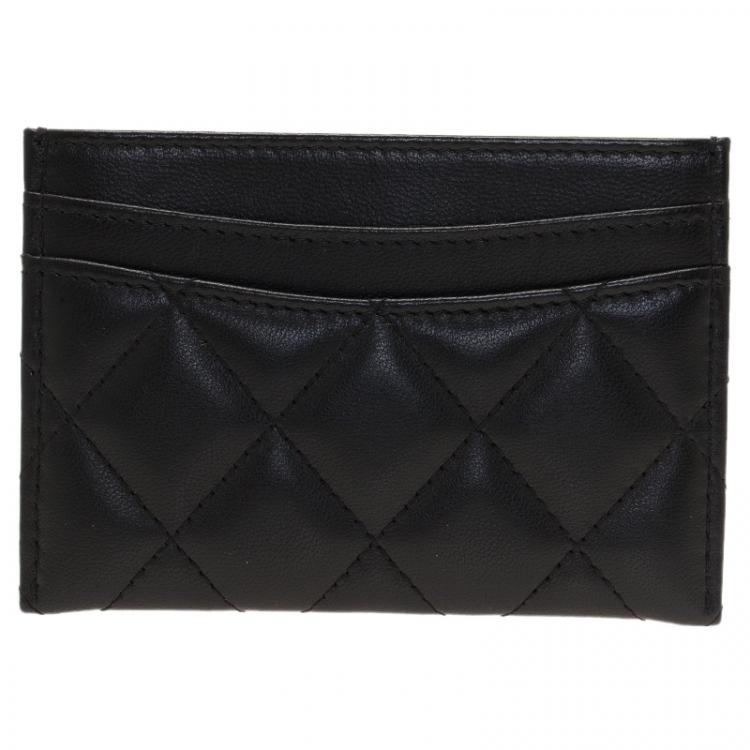Pre Owned Chanel Black Quilted Lambskin Classic Card Holder