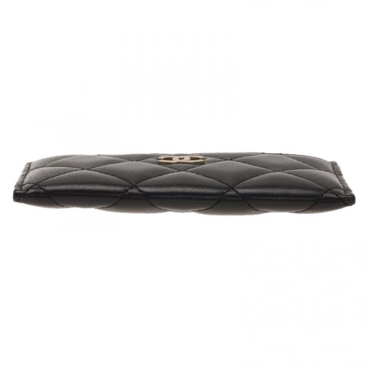 Pre Owned Chanel Black Quilted Lambskin Classic Card Holder