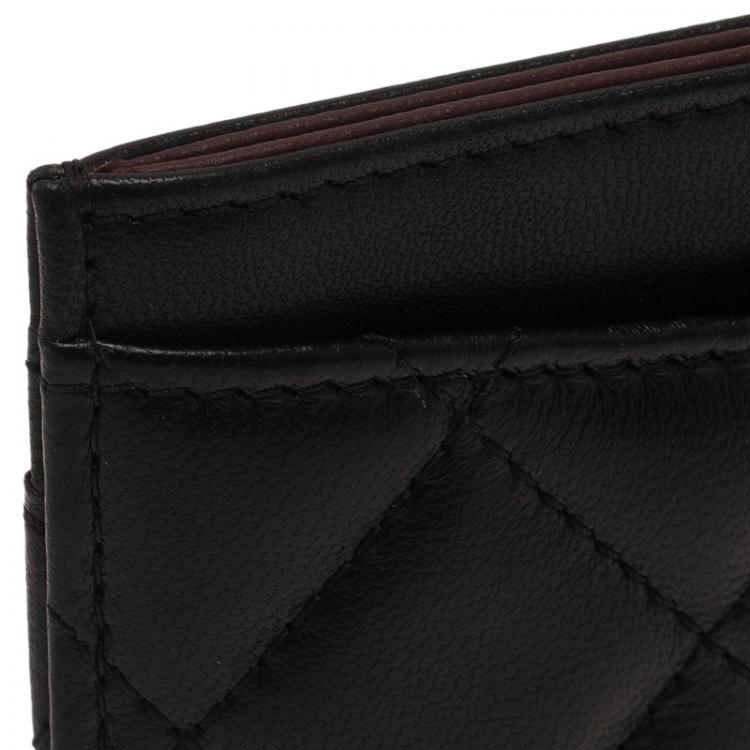 Pre Owned Chanel Black Quilted Lambskin Classic Card Holder