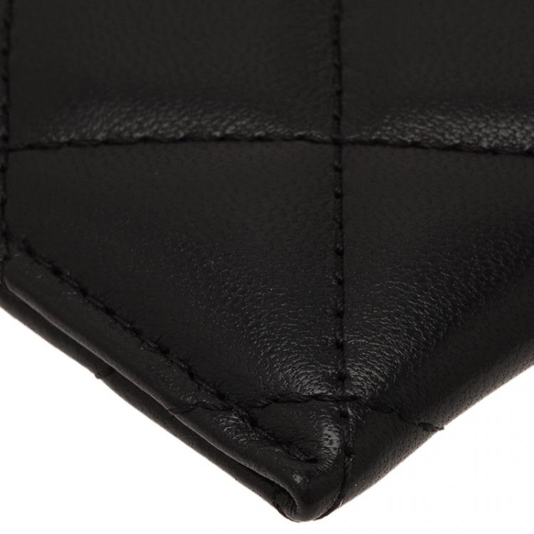 Pre Owned Chanel Black Quilted Lambskin Classic Card Holder