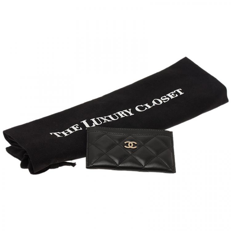 Pre Owned Chanel Black Quilted Lambskin Classic Card Holder