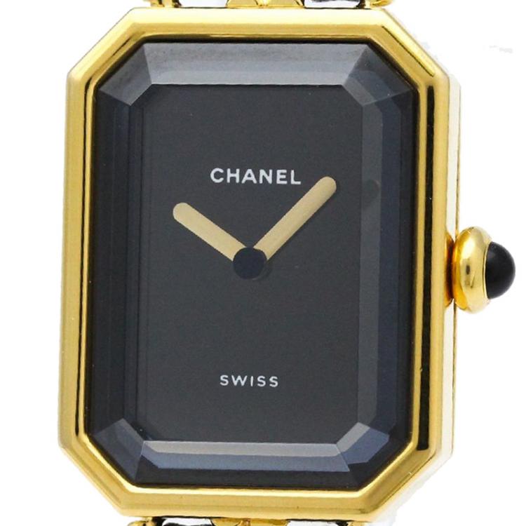Pre Owned Chanel Black Gold-Plated Steel Premiere Rock Women's Wristwatch 20MM